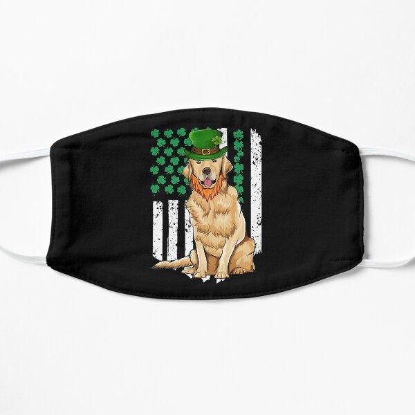 Golden Retriever St Patricks Day Irish American Flag Flat Mask