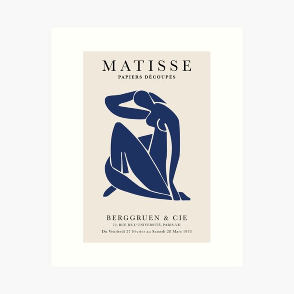 Item preview, Henri Matisse Nude, Paper Decoupes Art Blue, Matisse Cutout's designed and sold by re-make-.