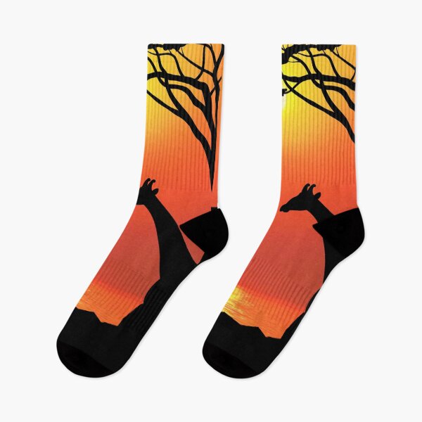 Item preview, silhouette of giraffe ocean sunset designed and sold by AJSkinnerPrints.