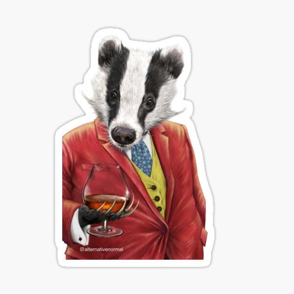 Black and White - Badger in a suit print Sticker
