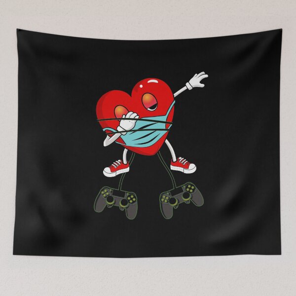 Item preview, Video Gamer dabbing heart mask Happy Quarantine Valentines Day, Video Game Controller designed and sold by ZAIN JAMAL.
