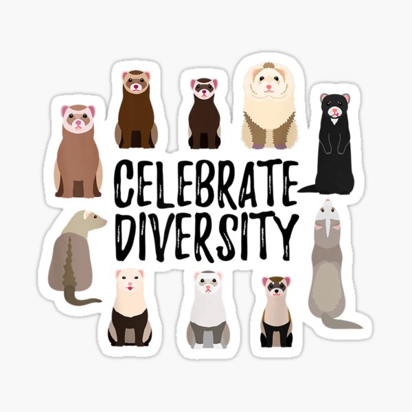 'Celebrate Diversity' Gifts for Ferret Lovers Cute Ferret Sticker