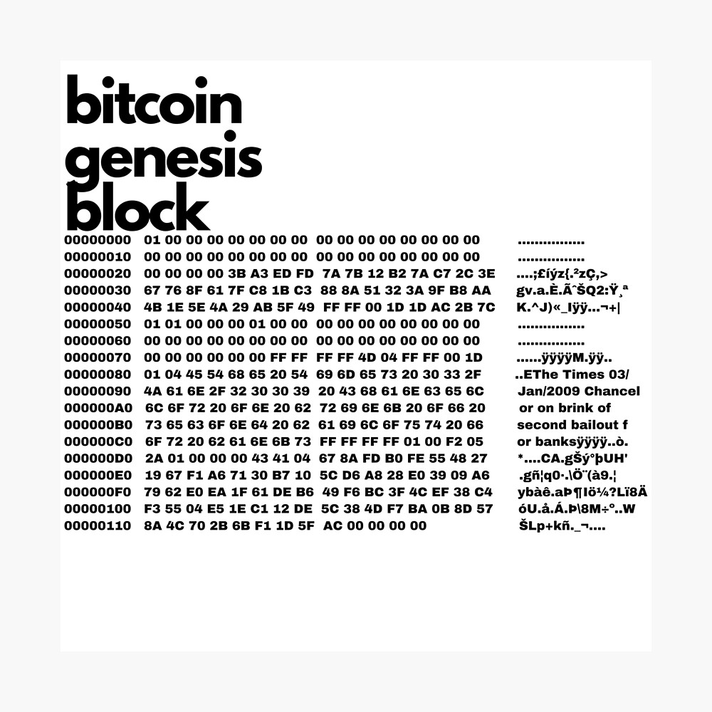 Bitcoin Genesis Block Poster By Lesavo Redbubble