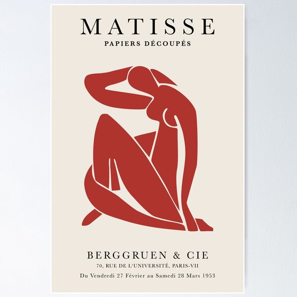 Item preview, Henri Matisse Nude, Paper Decoupes Art Red, Matisse Cutout's designed and sold by re-make-.