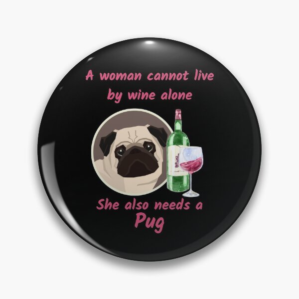 Artikelvorschau, Lustiger kleiner Mops und Wein entworfen und verkauft von onepony.