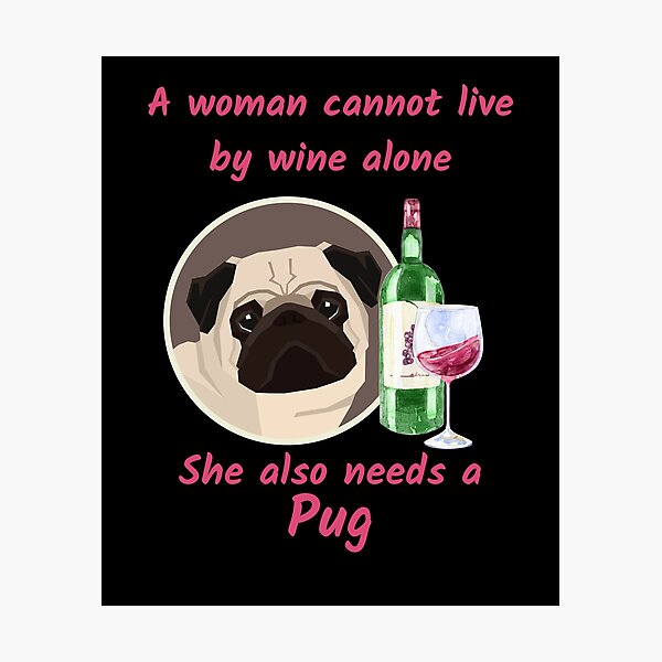 Item preview, Funny Little Pug and Wine designed and sold by onepony.