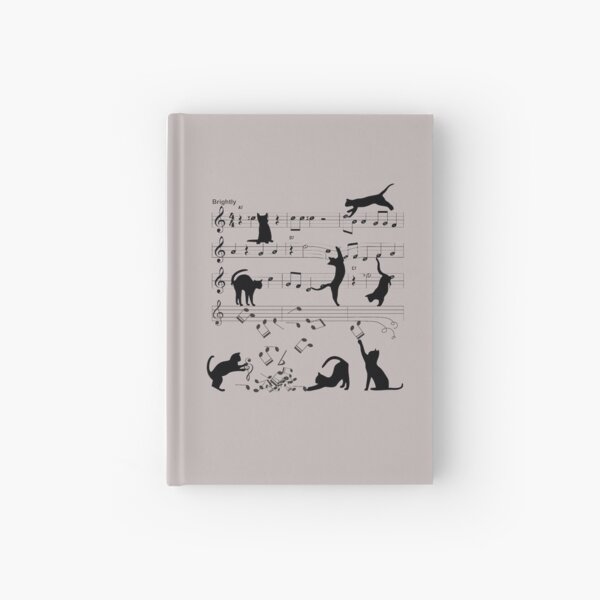 Cat Playing Clef Notes Piano Music Funny Musical Cats Cute Gift Hardcover Journal