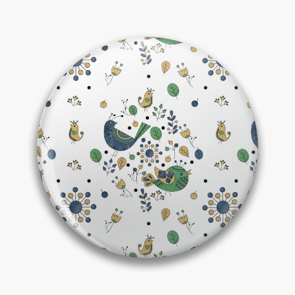 Item preview, Scandinavian Folklore Blue and Green Birds Pattern designed and sold by LotusArtStudio.