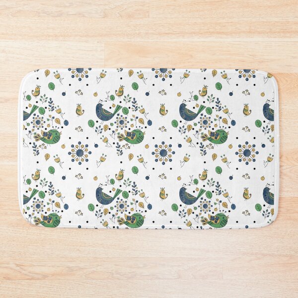 Item preview, Scandinavian Folklore Blue and Green Birds Pattern designed and sold by LotusArtStudio.