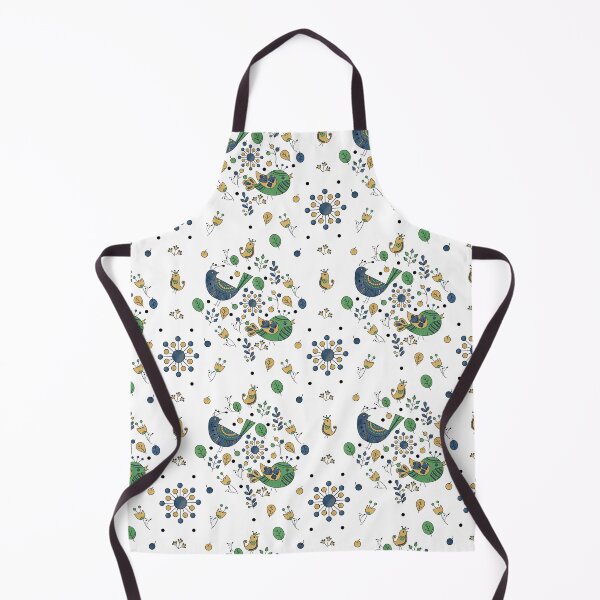 Item preview, Scandinavian Folklore Blue and Green Birds Pattern designed and sold by LotusArtStudio.