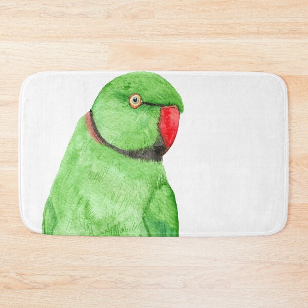 Item preview, Rose-ringed parakeet or ring-necked parrots watercolor - bird painting designed and sold by L'Atelier Oranjade.