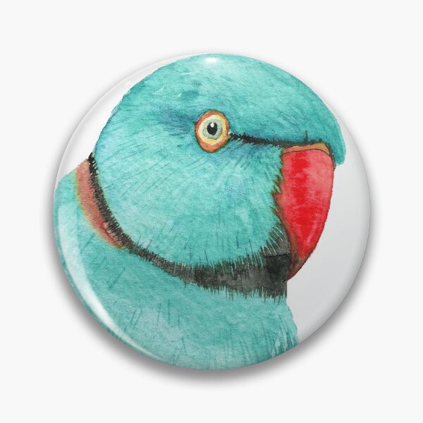 Item preview, Blue Rose-ringed parakeet or ring-necked parrots watercolor - bird painting designed and sold by L'Atelier Oranjade.