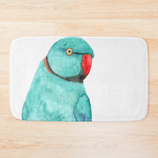 Item preview, Blue Rose-ringed parakeet or ring-necked parrots watercolor - bird painting designed and sold by L'Atelier Oranjade.
