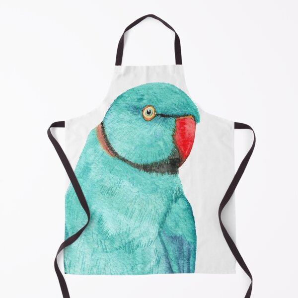 Item preview, Blue Rose-ringed parakeet or ring-necked parrots watercolor - bird painting designed and sold by L'Atelier Oranjade.