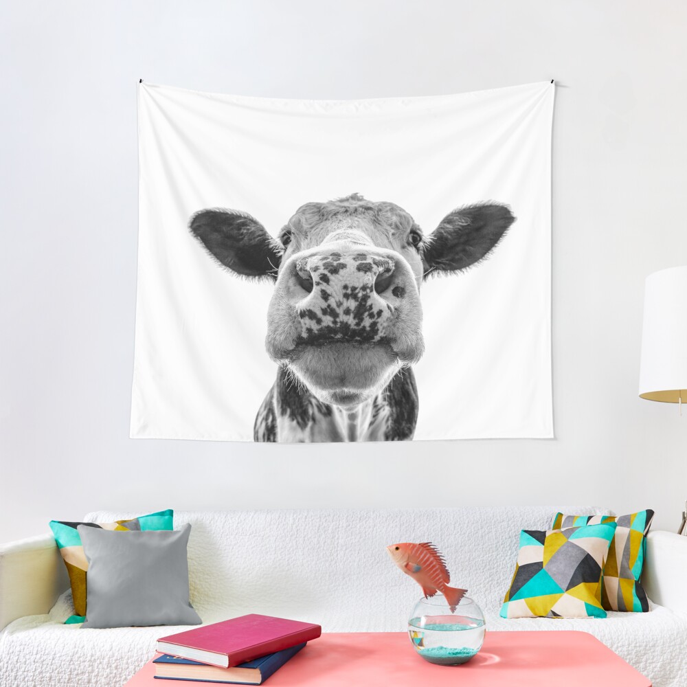 Disover  Black and White Cow Print Tapestry