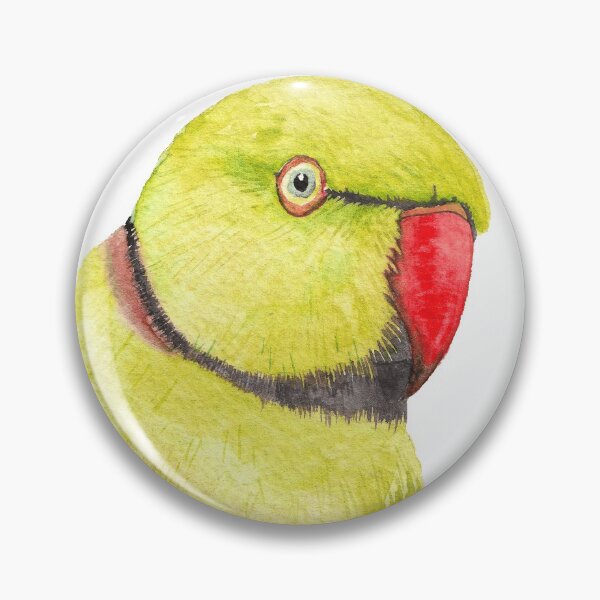 Item preview, yellow Rose-ringed parakeet or ring-necked parrots watercolor - bird painting designed and sold by L'Atelier Oranjade.
