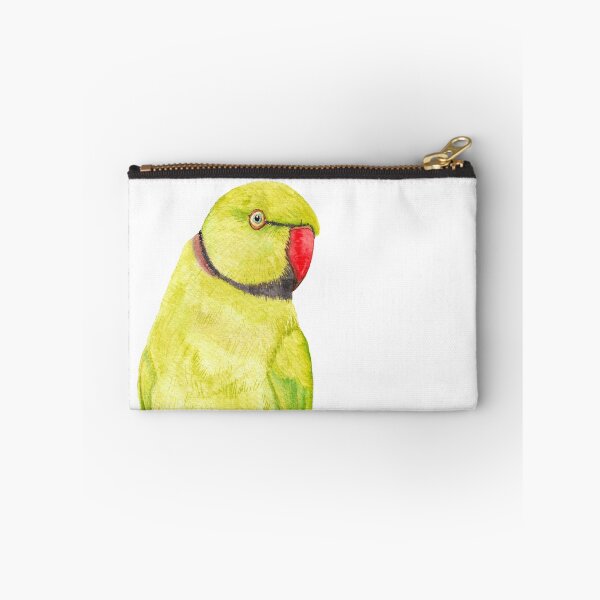 Item preview, yellow Rose-ringed parakeet or ring-necked parrots watercolor - bird painting designed and sold by L'Atelier Oranjade.