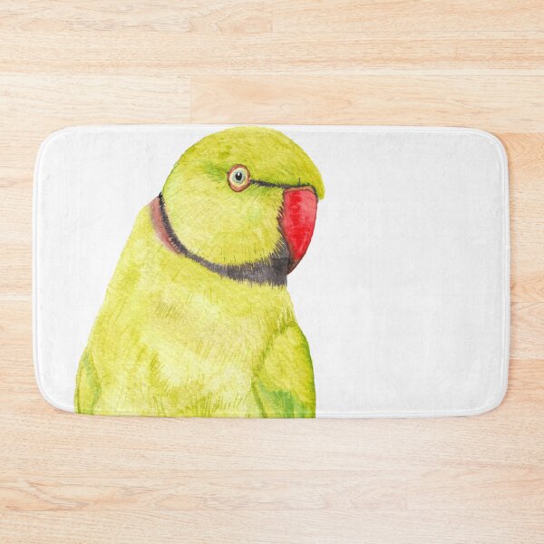 Item preview, yellow Rose-ringed parakeet or ring-necked parrots watercolor - bird painting designed and sold by L'Atelier Oranjade.