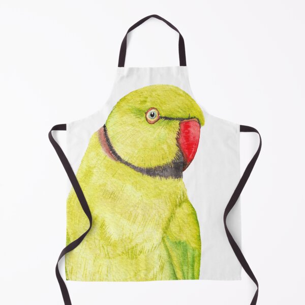 Item preview, yellow Rose-ringed parakeet or ring-necked parrots watercolor - bird painting designed and sold by L'Atelier Oranjade.