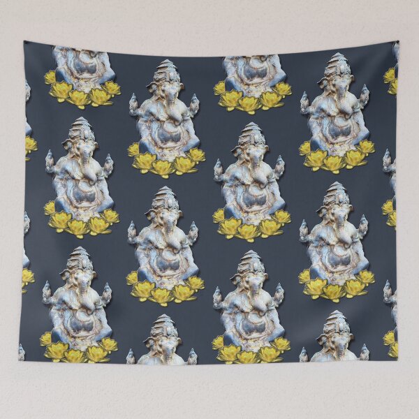 Item preview, Shri Ganesha The Lord of Success Yellow Lotus Blue designed and sold by SpiritGifts.