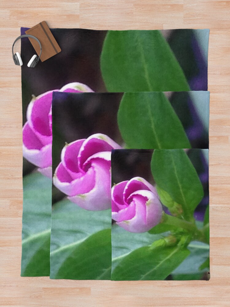 Alternate view of Pink Flower Photo Throw Blanket