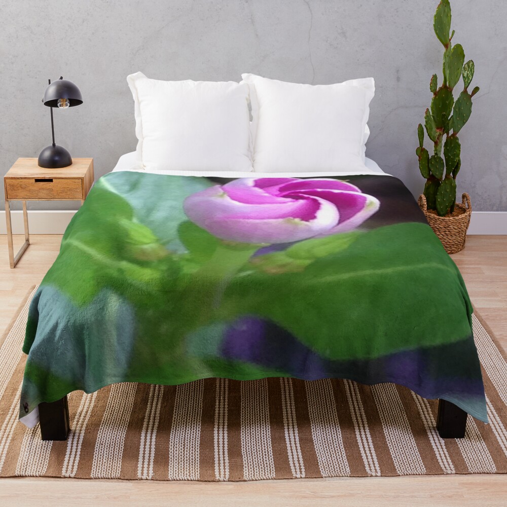 Pink Flower Photo Throw Blanket