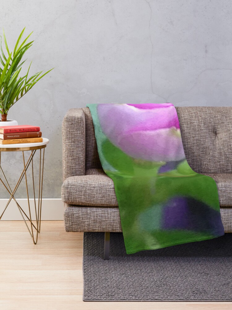 Alternate view of Pink Flower Photo Throw Blanket