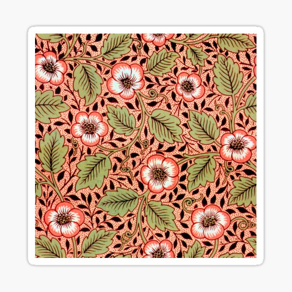 William Morris Christchurch Textile Pattern, Pink Colorway Sticker