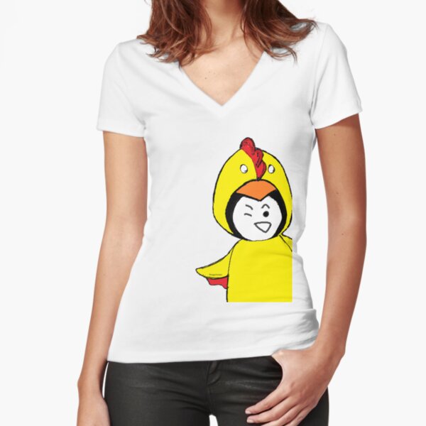 Pengychicken - a penguin in a chicken costume Fitted V-Neck T-Shirt