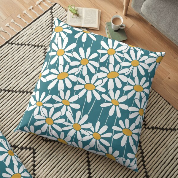 Blue Daisies Floor Pillow