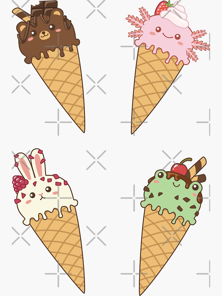 Thumbnail 3 of 3, Sticker, Ice Cream Animals Pattern designed and sold by ElectricFangs.