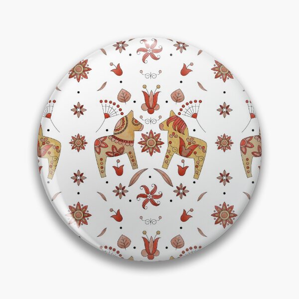 Item preview, Scandinavian Folklore Dala Horses Pattern designed and sold by LotusArtStudio.
