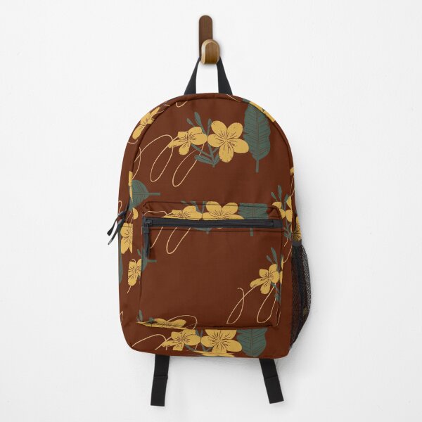 Artikelvorschau, Blumen und Blätter auf kastanienbraunem Hintergrund entworfen und verkauft von PatternParadise.