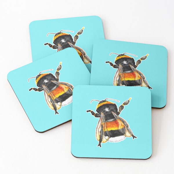 Item preview, Watercolor - Bumblebee love (Blue background) designed and sold by Karolien Kenis.