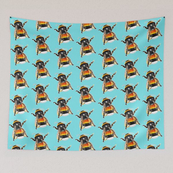 Item preview, Watercolor - Bumblebee love (Blue background) designed and sold by Karolien Kenis.