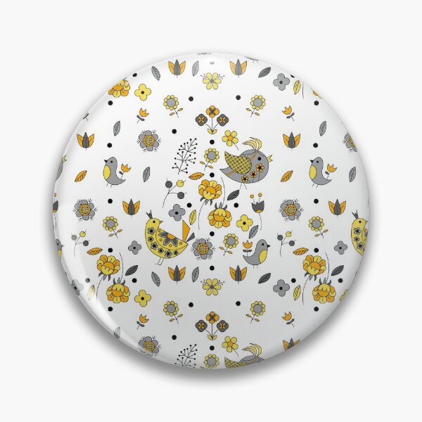 Item preview, Scandinavian Folklore Yellow and Grey birds Pattern designed and sold by LotusArtStudio.