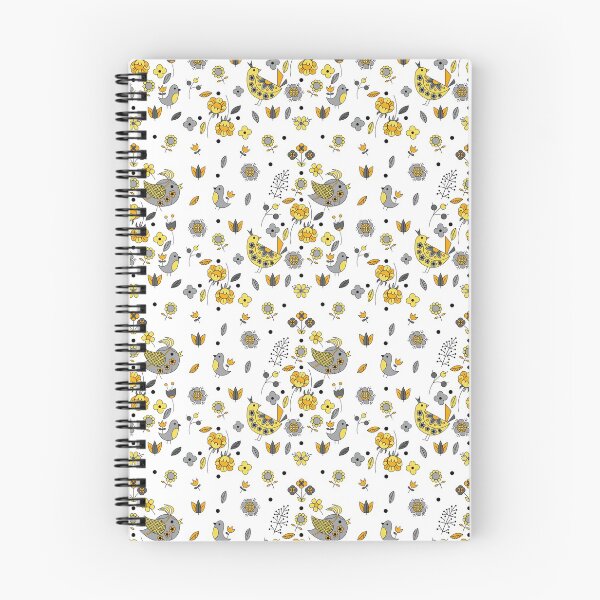 Item preview, Scandinavian Folklore Yellow and Grey birds Pattern designed and sold by LotusArtStudio.