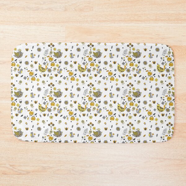 Item preview, Scandinavian Folklore Yellow and Grey birds Pattern designed and sold by LotusArtStudio.