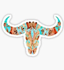 Water Buffalo Skull – Blue & Brown Sticker