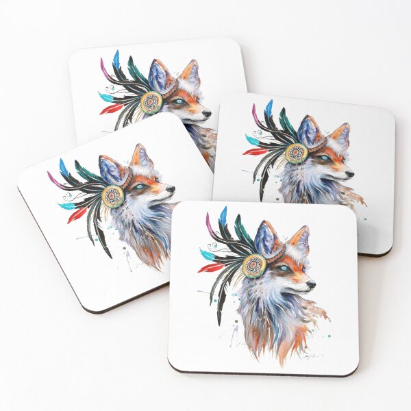 Item preview, Watercolor Boho Fox / Red Fox / Boho / Fox / Feather Boho Fox / Blue Fox Eyes / Sticker / Light designed and sold by AnnaWander.