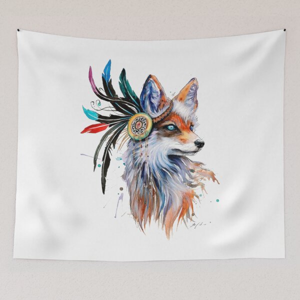 Item preview, Watercolor Boho Fox / Red Fox / Boho / Fox / Feather Boho Fox / Blue Fox Eyes / Sticker / Light designed and sold by AnnaWander.