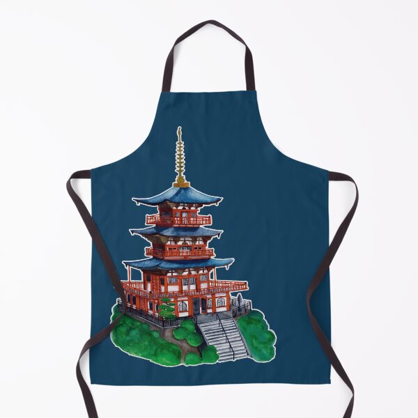 Item preview, Watercolor - Seigantoji pagoda (Blue background) designed and sold by Karolien Kenis.