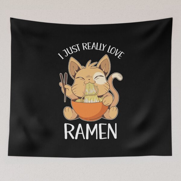Item preview,  I Just Really Love Ramen Cat Eating Ramen designed and sold by OnepixArt.