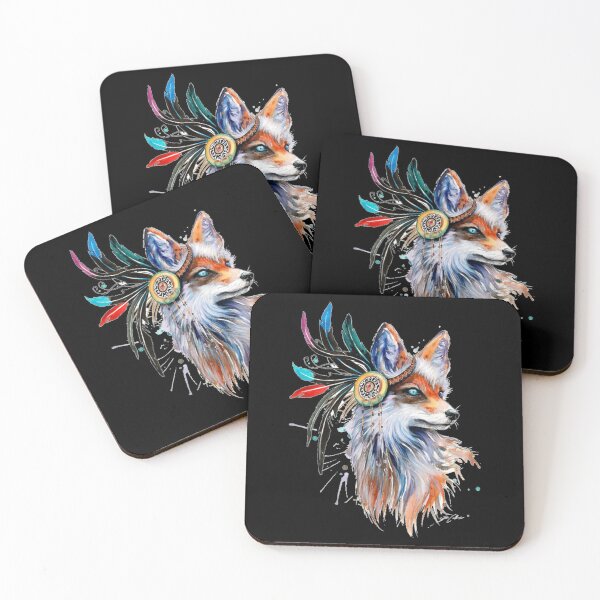 Item preview, Watercolor Boho Fox / Red Fox / Boho / Fox / Feather Boho Fox / Blue Fox Eyes / Sticker / Dark designed and sold by AnnaWander.