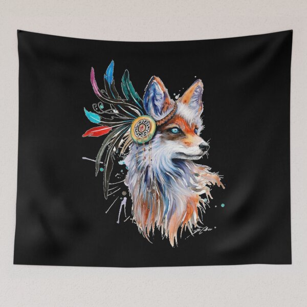 Item preview, Watercolor Boho Fox / Red Fox / Boho / Fox / Feather Boho Fox / Blue Fox Eyes / Sticker / Dark designed and sold by AnnaWander.