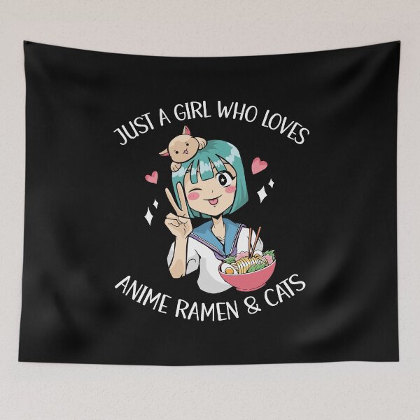 Item preview, Just A Girl Who Loves Anime Ramen And Cats designed and sold by OnepixArt.