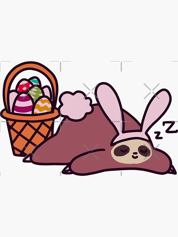 "Easter Bunny Sloth" Sticker for Sale by SaradaBoru | Redbubble
