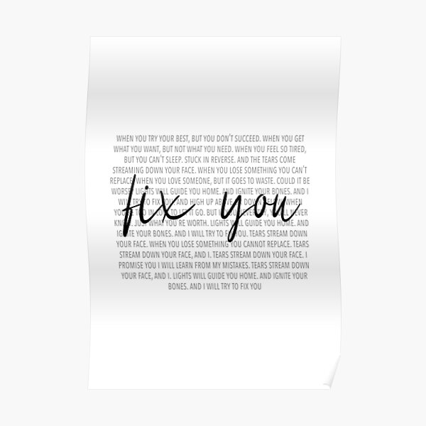 Poster Coldplay Lyrics Redbubble