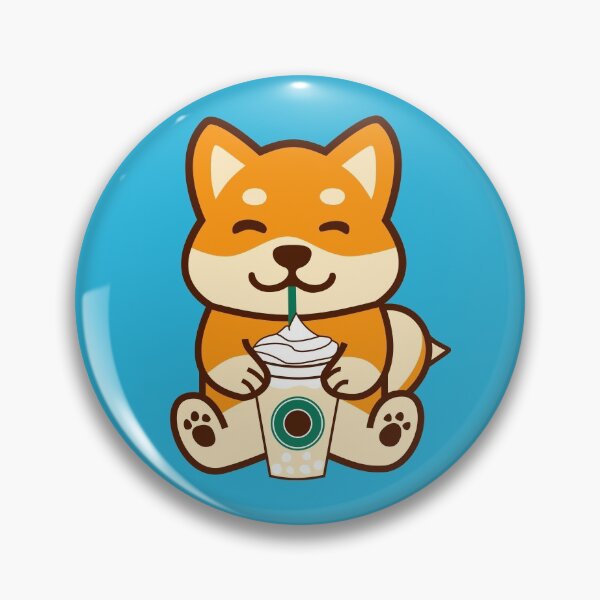 Item preview, Shiba Inu enjoying a Frappuccino designed and sold by shiba-store.