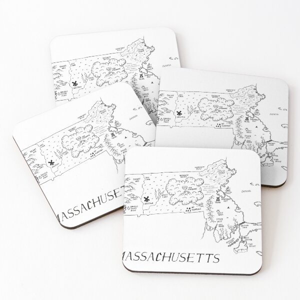 Item preview, Massachusetts as a fantasy map - black and white designed and sold by aldayuan.